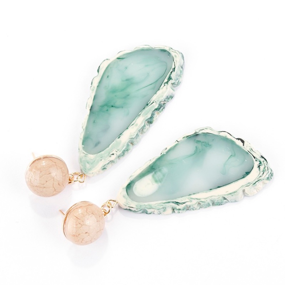 Acrylic Stone Green Earrings - Picture 4 of 5
